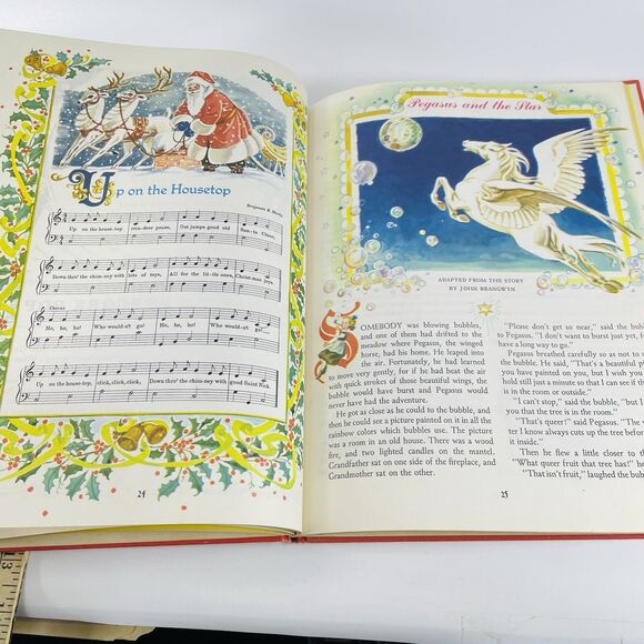 Vintage Big Golden Christmas Book 1955 LIBRARY BINDING Very Clean Crampton - Picture 15 of 16